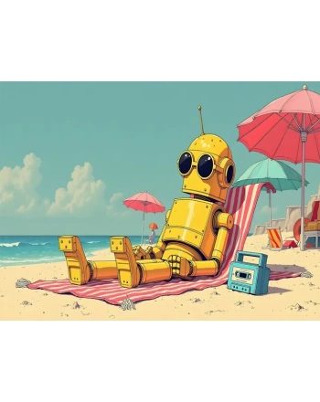 Robot in the 90s painting
