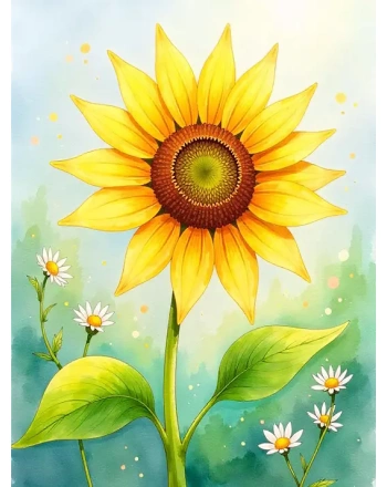 Sunflower watercolor painting