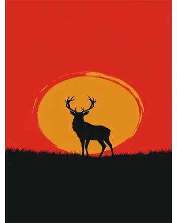 Sunset Elk Silhouette