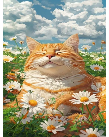 Tabby Cat in Green Meadow