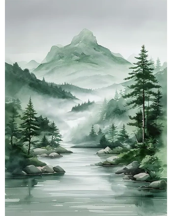 Tranquil Watercolor Landscape