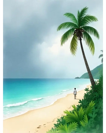 Tropical beach portrait painting