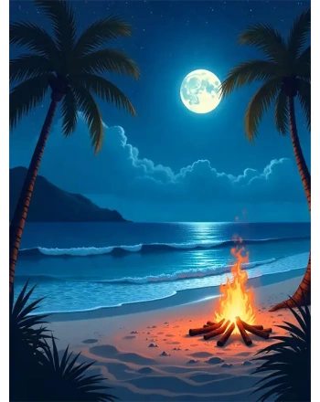Tropical beach at night