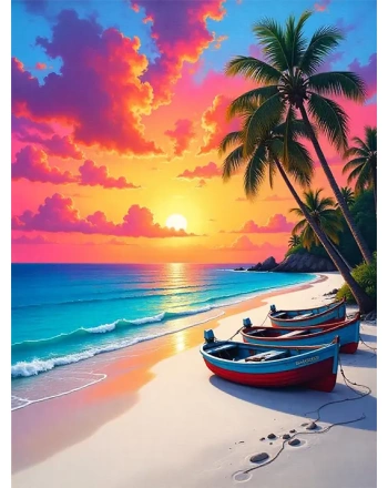 Tropical beach at sunset