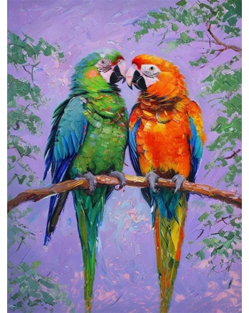 Vibrant Impressionist Parrots