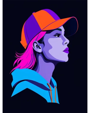 Vibrant girl with Baseball Cap