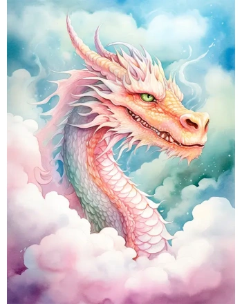 View of watercolor dragon