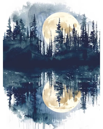 Watercolor moon illustration