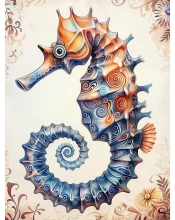 Seahorse watercolor animal painting