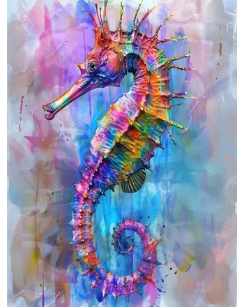 Watercolor seahorse animal