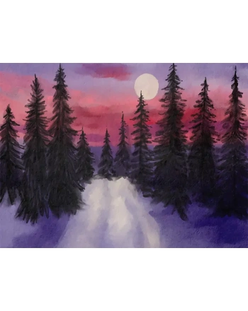 Watercolor winter landscape