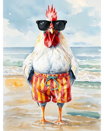 Whimsical Beach Rooster