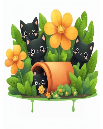 Whimsical Black Cats