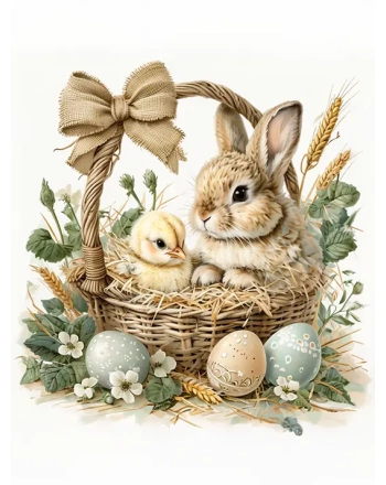 Whimsical Bunny and Chick