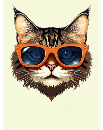 Whimsical Cat Face with Sunglasses
