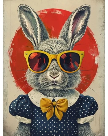 Whimsical Rabbit with Sunglasses