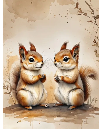 Whimsical Watercolor Squirrels