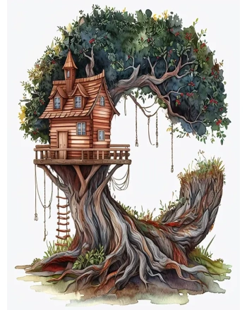 Whimsical Watercolor Tree