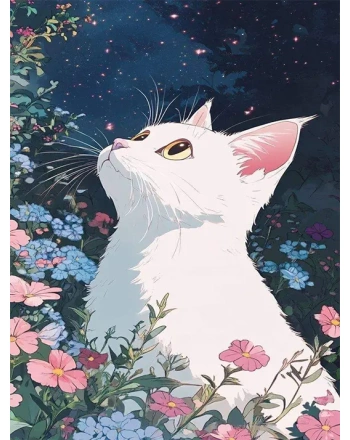 White Cat Painting