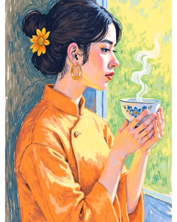 Woman enjoying a cup of tea