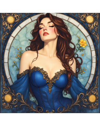 Woman in a blue dress