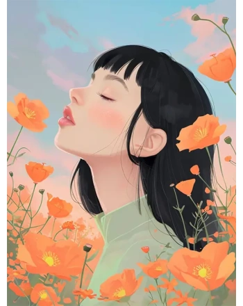Woman with poppies
