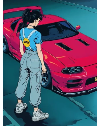 Young Woman with Sports Car