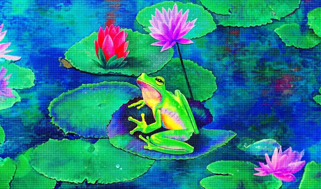 frog on lily pad painting