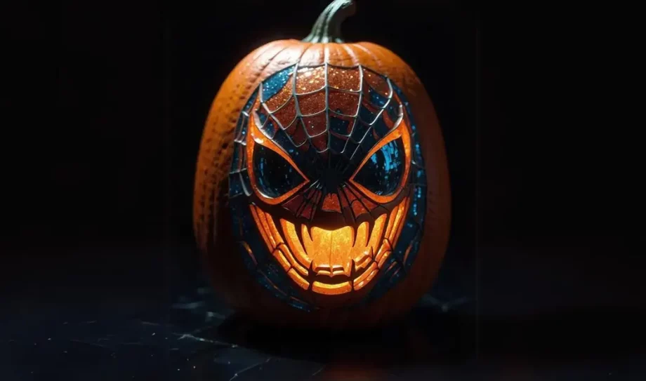 spiderman pumpkin painting