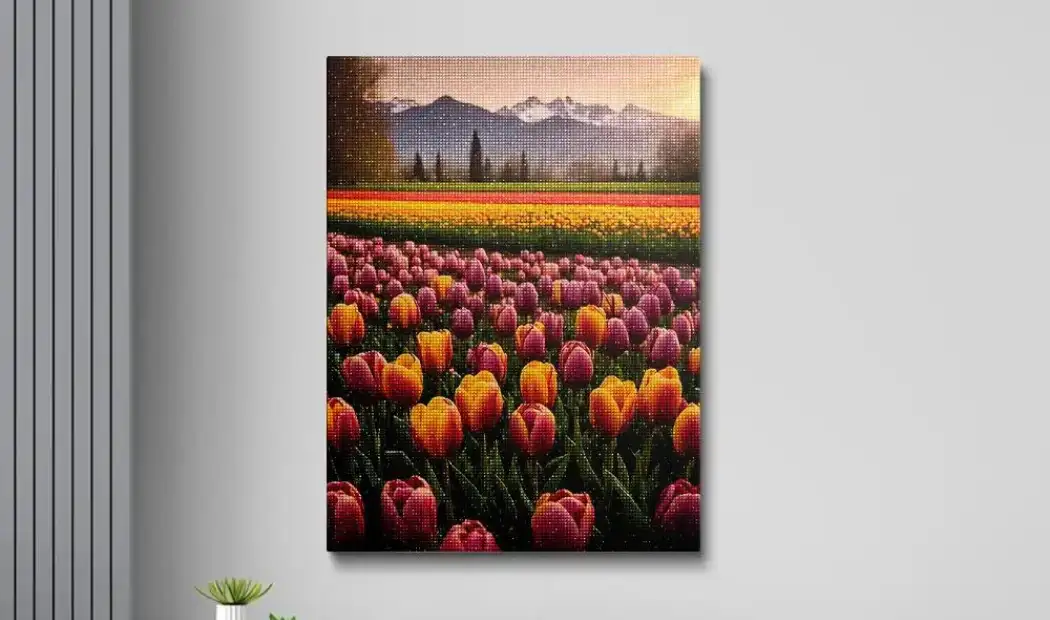 tulip field painting