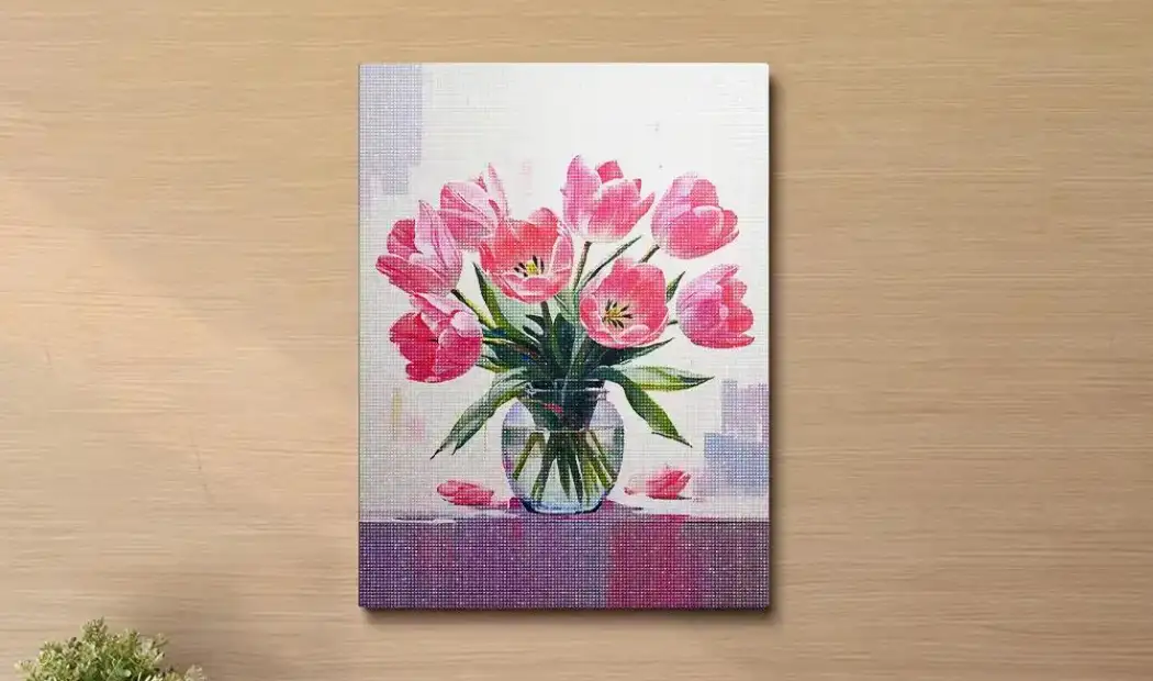 tulips in a vase painting